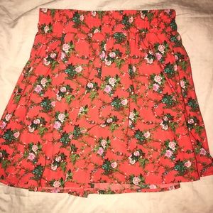 Forever 21 red floral skirt